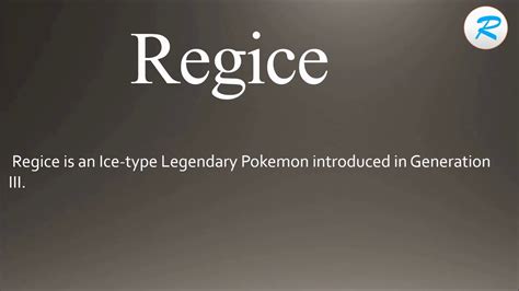 how to pronounce regice|How to pronounce Regice .
